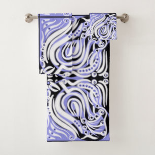 Paars zwart wit, Abstract patroon Bad Handdoek