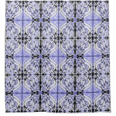 Paars zwart wit, Abstract patroon Douchegordijn (Voorkant)