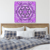 Paars zwart-wit cirkelvormig ontwerp canvas afdruk (Insitu (Slaapkamer))