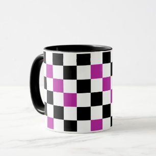 Paars Zwart Wit Geruit Patroon Ontwerp  Mok
