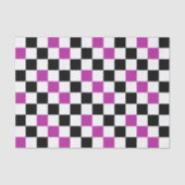 Paars Zwart Wit Geruit Patroon Ontwerp Tissuepapier (Voorkant)