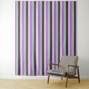 Paars Zwart Wit Strepen Patroon Ontwerp Wandkleed