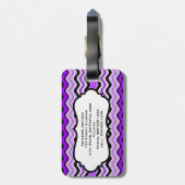 Paars, zwart, witte strepen Bagagelabel (Achterkant verticaal)
