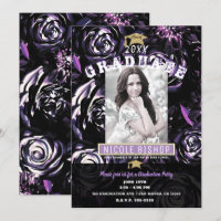 Paars Zwarte Bloemrijke Glam Foto Afstudeerfeest