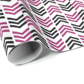 Paars Zwarte Chevron Geometrische Cadeaupapier (Rol Hoek)