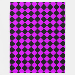 Paars Zwarte Ruitjes Diamant Patroon Fleece Deken