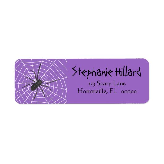 Paars/Zwarte Spider Halloween Etiket (Voorkant)