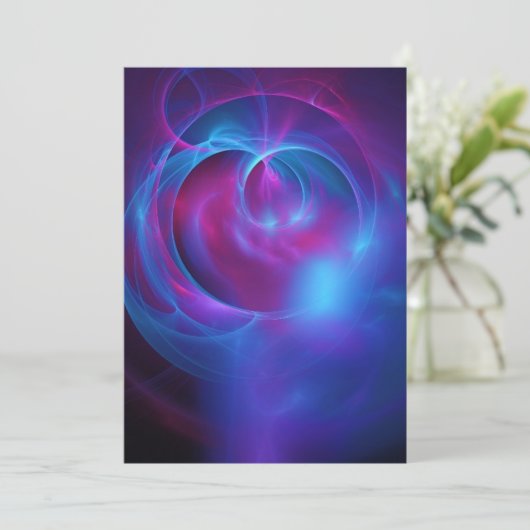 Paarsblauwe en roze kosmische wervelende fractal b kaart (Staand voorkant)