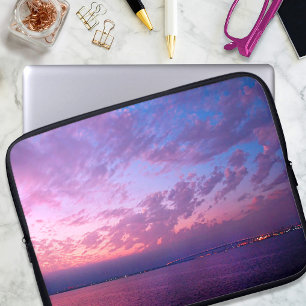 Paarsblauwe oceanzonsondergang foto eenvoudig mode laptop sleeve
