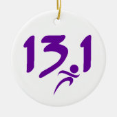 Paarse 13,1-halve marathon keramisch ornament (Voorkant)