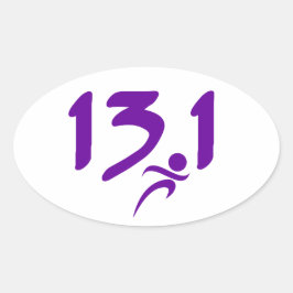 Paarse 13,1-halve marathon ovale sticker