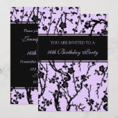 Paarse 16e verjaardag kaart (Voorkant / Achterkant)