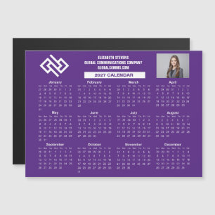 Paarse 2027 Bedrijfskalender Aangepaste Magneet