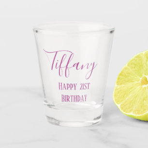 Paarse 21e verjaardag shot glas