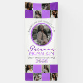 Paarse 2 Toned Fotocollage Afstuderen Vinyl Spandoek (Verticaal)