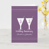 Paarse 33ste huwelijksverjaardag cocktailglas kaart (Gele Bloem)