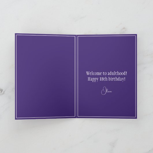 Paarse 3 foto collage 18e verjaardag kaart (Binnen)