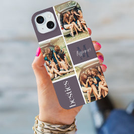 Paarse 3 foto's Besties bewerkbare kleur Monogram iPhone 15 Plus Case