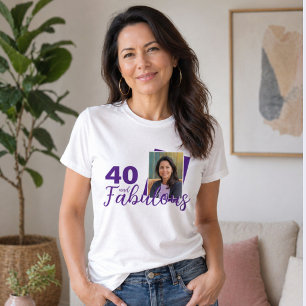 Paarse 40 en Fabulous 40ste verjaardag foto T-shirt