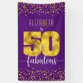 Paarse 50 en fabelachtig verjaardagsgoud folie con spandoek (Verticaal)