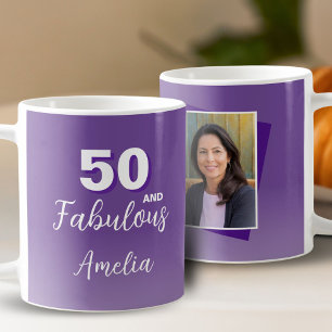 Paarse 50 en Fabulous 50th Birthday Foto Koffiemok