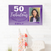 Paarse 50 en Fabulous 50th Birthday Party Foto Spandoek (Insitu)