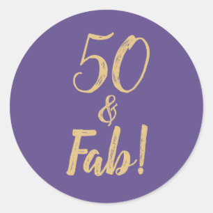 Paarse "50 & Fab!" 50e verjaardag Ronde Sticker