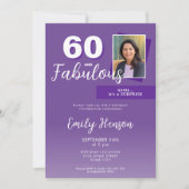 Paarse 60 en fantastische 60e verjaardagsfeestje f kaart (Voorkant)