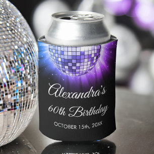 Paarse 60ste Verjaardagsfeestje 70's Disco Ball Blikjeskoeler