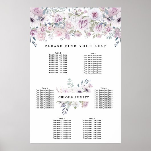 Paarse 6-tabel 6-tabel witte flacon poster (Voorkant)