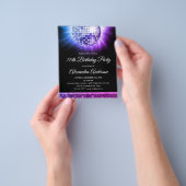 Paarse 70ste verjaardagsfeestje 70's Disco Ball Flyer (Hand)