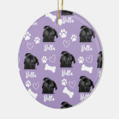 Paarse Aangepaste Liefde Pootafdruk Hond Liefhebbe Keramisch Ornament (Links)