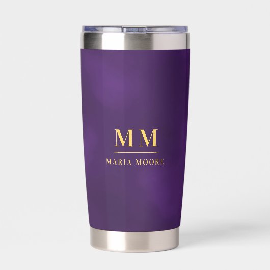 Paarse aangepaste monogram initialen naam geïsoleerde drinkbeker (Achterkant)