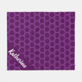 Paarse aangepaste naam Polka Dots Fleece Deken (Voorkant (Horizontaal))