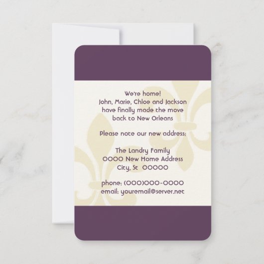 Paarse aankondiging van de belangrijkste verhuizin (Achterkant)