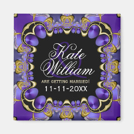 Paarse aankondiging van het Satin Wedding Magnet Magneet