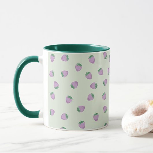Paarse aardbeien mok (Met donut)