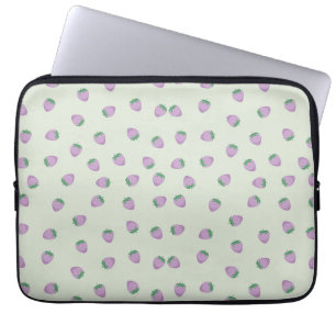 Paarse aardbeienpatroon laptop sleeve