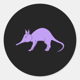 Paarse Aardvark Ronde Sticker