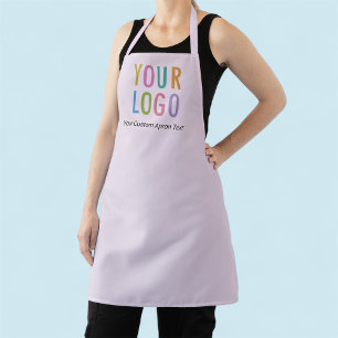 Paarse abrikoos met logo over de hele afdruk aange schort