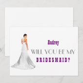 Paarse Abstract Ben je mijn Bridesmaid? Kaart (Voorkant / Achterkant)