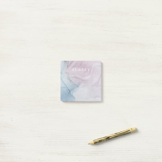 Paarse Abstracte afdruk met naam Post-it® Notes (Op bureau)