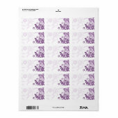 Paarse Abstracte Bloemen Bruiloft Blank Adres Labe Etiket (Full Sheet)
