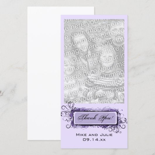 Paarse Abstracte Bloemen Dank u Bedankkaart (Voorkant / Achterkant)
