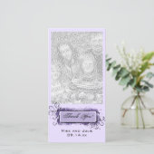 Paarse Abstracte Bloemen Dank u Bedankkaart (Staand voorkant)