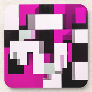 Paarse abstracte blokken bier onderzetter