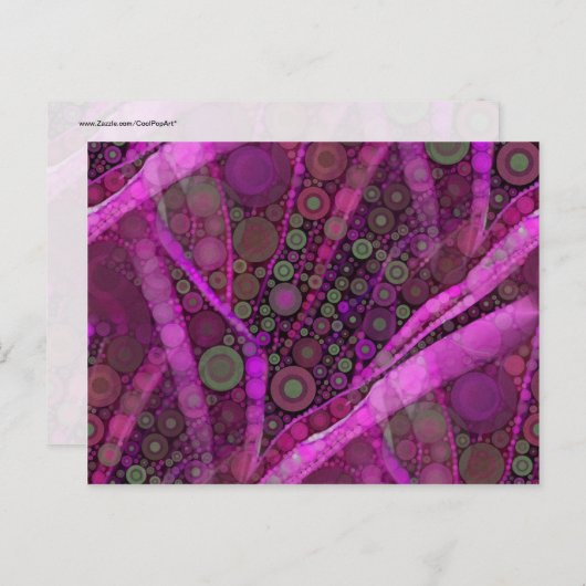 Paarse Abstracte, concentrische cirkels mozaïek Briefkaart (Voorkant / Achterkant)