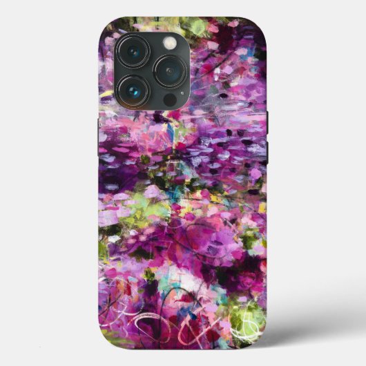 Paarse Abstracte Floral Pattern iPhone Case (Achterkant)