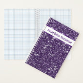 Paarse Abstracte Glitter-look & aangepaste tekst Notitieboek (Binnen)