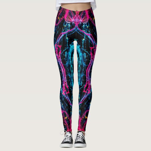 paarse abstracte leggings (Voorkant)